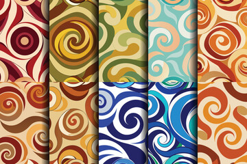 Colorful abstract swirl patterns in vibrant shades for creative design inspiration.