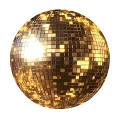  Disco ball with a gold color on a transparent background PNG