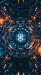 Fototapeta premium Futuristic technology background with vibrant lights and intricate patterns resembling a sci-fi energy core.