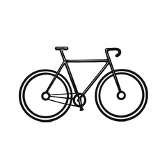 Fototapeta premium Minimalist bicycle outline illustration, black and white design, transportation concept, copy space