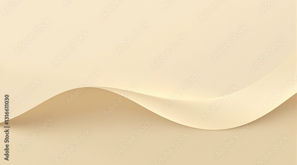 Poster abstract wavy paper layers in soft beige tones on a smooth background. minimalist aesthetic for mode