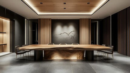 Modern Conference Room Interior Design: 3D Render of a Luxurious Meeting Space AI Generated