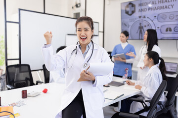 Female doctor standing with arms crossed, Healthcare and medical concept.