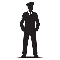 Stronghold Security Guard silhouette, the backbone of defense - Security Guard illustration - Minimalist Security Guard vector - Profession silhouette
