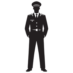 Fearless Security Guard silhouette, a first line of defense - Security Guard illustration - Minimalist Security Guard vector - Profession silhouette
