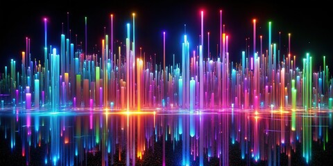 Abstract Glitching Colorful Lights Background - Digital Art