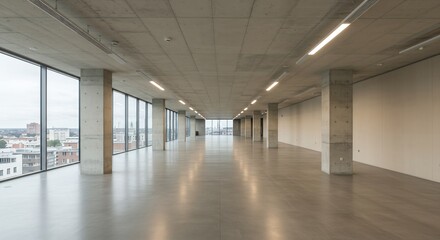 Spacious modern office bathed in soft light. AI Generated