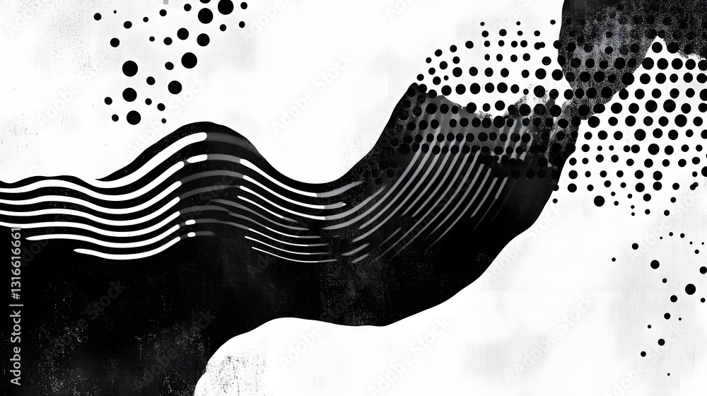 Poster Waves of Enigma A captivating abstract monochrome composition featuring fluid dynamic motions and contrasting textures that create a visually striking and enigmatic atmosphere