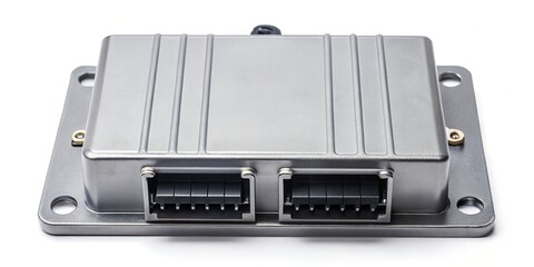 Automotive Electronic Control Unit (ECU) Box - Close-up Stock Photo