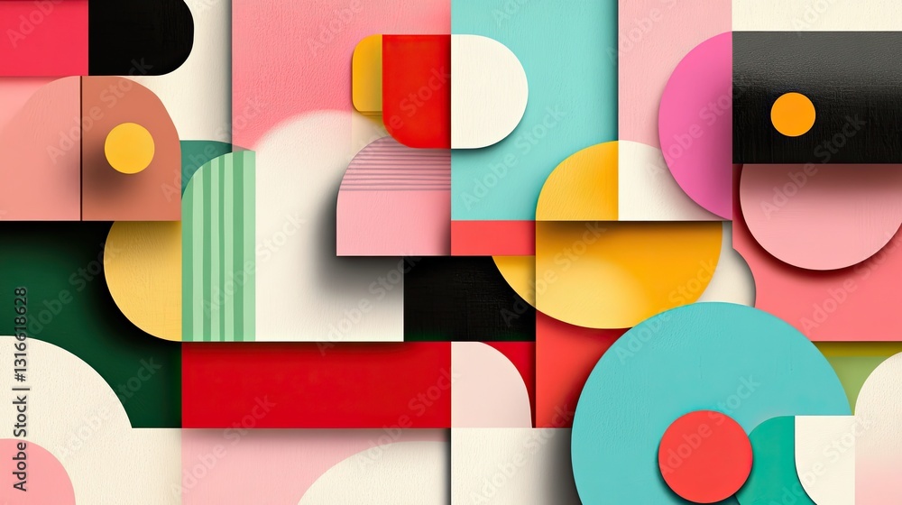 Poster vibrant abstract geometric patterns in bright multicolored design