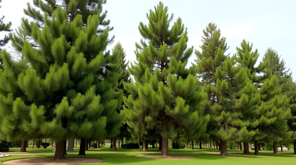 Fototapeta premium Deodar cedar trees at the park, A kind of pine trees at the park.