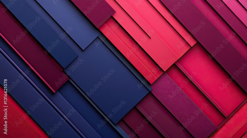 Poster abstract geometric background with red and blue layers and shapes