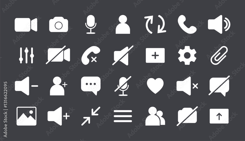 Leinwandbilder icon videocall collection. set of video communication elements. web app ui display template. buttons