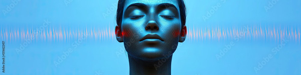 Poster glowing waves represent serenity and mindfulness in a calm, tranquil setting