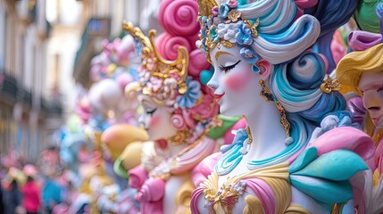 Fototapeta premium Colorful Festive Statues with Intricate Designs and Bright Details