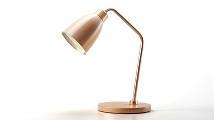 Elegant Minimalist Beige Desk Lamp on White Background - Stock Photo