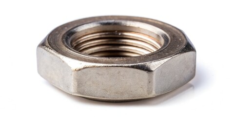 Extreme Close-up of a Spot Welded Nut, Detailed Metal Texture and Weld Points