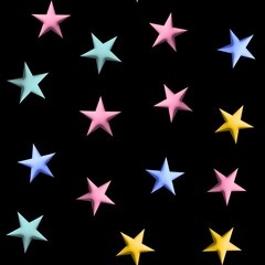 Obraz premium Abstract Hand Drawing 3D Emboss Rubber Balloon Plastic Cute Stars Seamless Baby Textile Pattern with Isolated Background