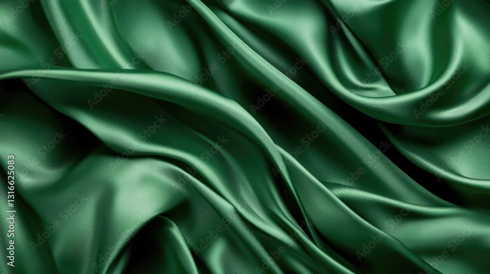 Poster smooth elegant green satin fabric background for textures and patterns