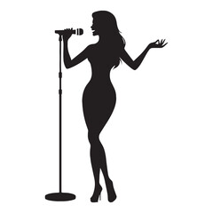 Naklejka premium Ethereal Singer silhouette, enchanting listeners with heavenly vocals - Singer illustration - Minimalist Singer vector - Profession silhouette 