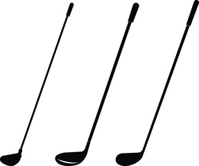 Golf club icon set.golf stick for sports apps, websites and design element. Game equipment. Professional sport, classic golf club for official competitions and tournaments. Isolated illustration.
