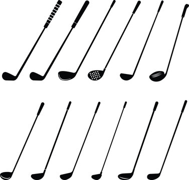 black golf clubs set clip art preview