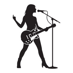 Naklejka premium Blues Singer silhouette, pouring emotions into every verse - Singer illustration - Minimalist Singer vector - Profession silhouette 