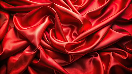 Obraz premium Luxurious red silk, dramatically draped; aerial view reveals rich satin texture.