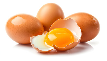 Ingredient for making breakfast - eggs, isolated on white background