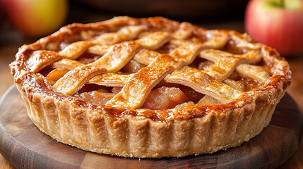 Fresh pie cooling in the kitchen, food photography for dessert