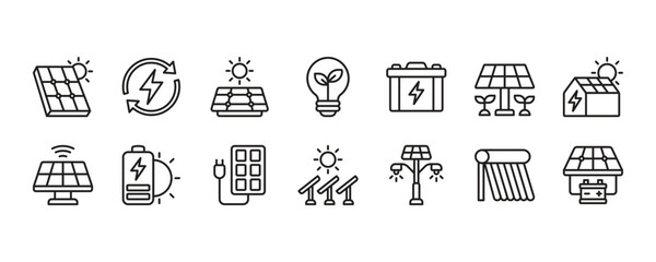 Solar Energy Icon Set. Vector Graphic Illustration.