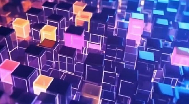 Futuristic Neon Cubes | Abstract Digital Art in Motion