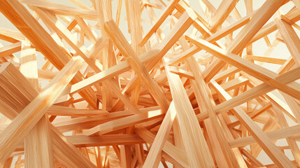 The construction site features wood home framing, showcasing an abstract view of the building's framework.