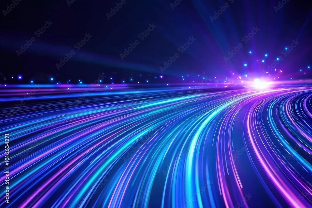 Poster a vibrant display of colorful light trails against a dark background, creating a dynamic and futuris