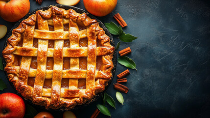 Hot and freshly baked pie in the kitchen, food photography for dessert lovers