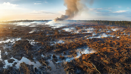 Aerial View Of A Massive Wildfire At Sunset