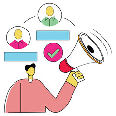 Digital Marketing Communication and Audience Engagement vector Illustration
