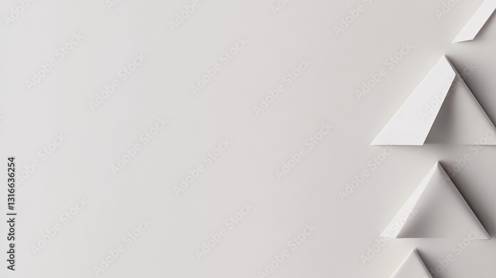 Poster minimalist design with white triangles on a soft grey background