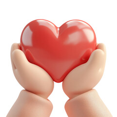 Obraz premium Caring Hands Hold Heart for 3D Render.
