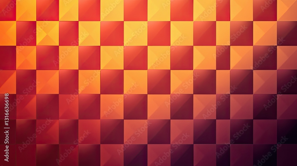 Poster abstract red and orange geometric pattern background with checkerboard design and gradient shades