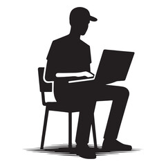 Full-Stack Software Developer silhouette, mastering frontend and backend - Developer illustration - Minimalist Developer vector - Profession silhouette
