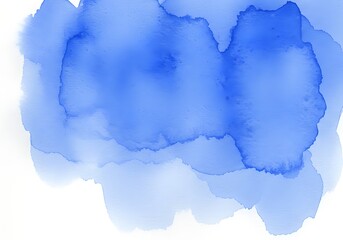 Obraz premium Abstract Blue Watercolor Painting with Transparent Wash on White Background
