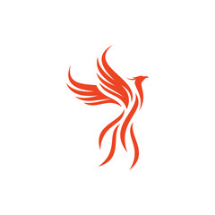 Flying Phoenix Fire Bird abstract Logo design