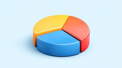 Obraz premium 3D Render of a Colorful Pie Chart on a Light Blue Background AI Generated