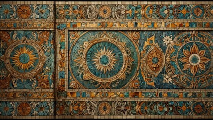 Obraz premium Set of vertical or horizontal banners with detail of ancient mosaic walls 