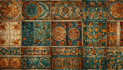 Set of vertical or horizontal banners with detail of ancient mosaic walls  