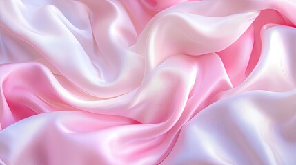 Fototapeta premium Soft Pink and White Silk Fabric Draped Background Textile