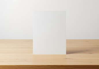 Blank White Card on Wooden Table for Message Mockup Template