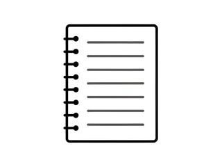 "Minimalist Notebook Icon" or "Spiral Notebook Outline"