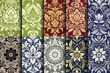Elegant floral patterns in rich colors perfect for home decor projects.